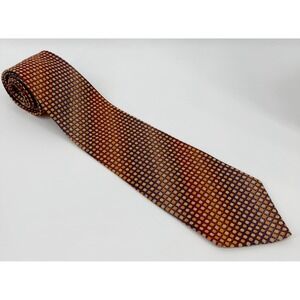 Fratelli Moda Mens Silk Tie Made in Italy Orange Purple Burgundy Geometric Dot